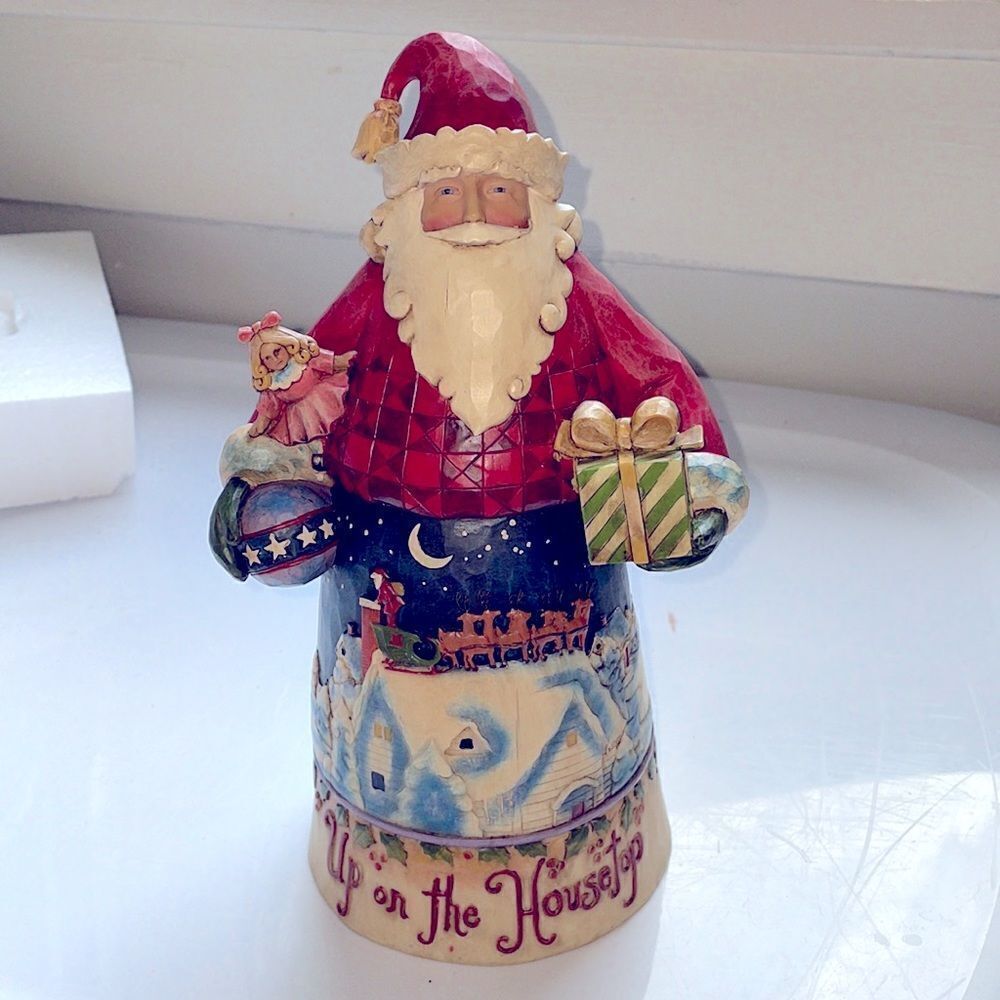 New in Box Jim Shore 2008 Up On The Housetop Santa on‎ Housetop Figurine